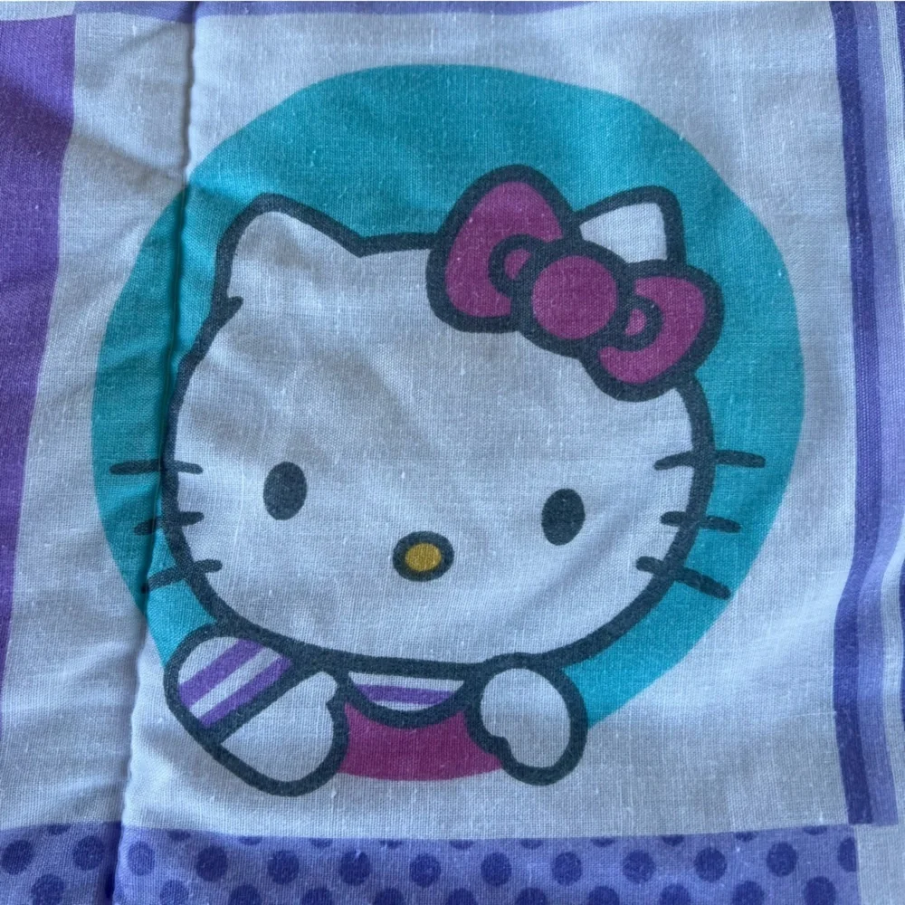Y2K Sanrio Hello Kitty Checkerboard Patchwork Stripe Reversible Comforter READ